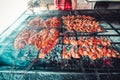 Seafood cooked on the grill.