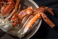 Seafood crabs for sale Seafood crabs for sale in a plate. on a dark background