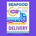 Seafood Delivery Service Advertising Banner Vector