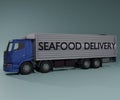 Seafood delivery truck. Delivery vehicle with cooling room system