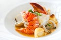 Seafood dish with lobster.