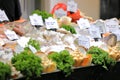 Seafood display Borough market London UK Royalty Free Stock Photo