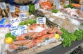 Seafood display Borough market London UK Royalty Free Stock Photo