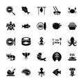 Seafood, Fish, Lobster and Shrimp Glyph Icons