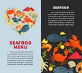 Seafood fresh fish menu vector web site store design template Royalty Free Stock Photo