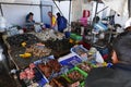 Seafood at the fishmongers stalls in Caleta Portales, Valparaiso, Chile