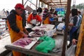 Seafood at the fishmongers stalls in Caleta Portales, Valparaiso, Chile