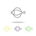 Seafood,flounder colored icons. Element of asian cuisine illustration. One of the collection icons for websites, web design,
