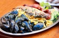 Seafood and french fries Royalty Free Stock Photo