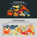 Seafood fresh fish menu vector web site store design template