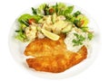 Seafood - Fried Fish with Potato Salad Royalty Free Stock Photo