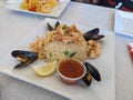 Seafood fried rice mussels Royalty Free Stock Photo