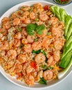 Seafood Fried Rice, fried prawns with lots of celery, fresh cucumber and sliced ??scallions Royalty Free Stock Photo