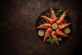 Seafood on a grungy rusty background