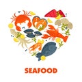 Seafood vector symbols of fish dishes Royalty Free Stock Photo