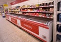 Seafood and ice cream area in a store of the Dia supermarket chain Royalty Free Stock Photo