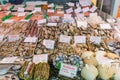 Seafood on ice at the fish market in Amsterdam, Netherlands. Royalty Free Stock Photo