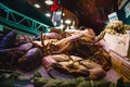 Seafood on ice at the fish market in Barcelona Spain Royalty Free Stock Photo