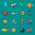 Seafood icons set