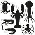 Seafood icons set Royalty Free Stock Photo