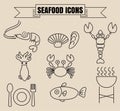 Seafood icons vector format