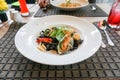 Seafood ink squid spaghetti