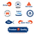 Seafood labels icons set Royalty Free Stock Photo