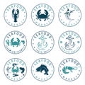 seafood Labels in retro style.Vector