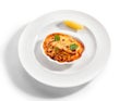 Seafood lasagna portion Royalty Free Stock Photo