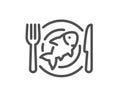 Seafood line icon. Fish dish sign. Vector