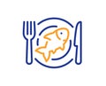 Seafood line icon. Fish dish sign. Vector