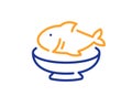 Seafood line icon. Fish plate sign. Vector