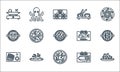 Seafood line icons. linear set. quality vector line set such as pasta, shrimp, sashimi, squid, fried rice, scallop, fish, sushi,