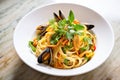 seafood linguine with clams and parsley garnish Royalty Free Stock Photo