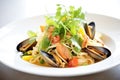 seafood linguine with clams and parsley garnish Royalty Free Stock Photo