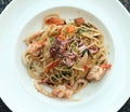 Seafood linguine pasta Royalty Free Stock Photo