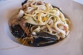 Seafood Linguine dish Royalty Free Stock Photo