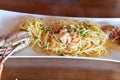 Seafood Lobster Spaghetti pasta linguini calamari tomato parsley