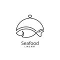 Seafood logo design in one line art