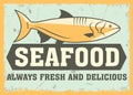 Seafood market advertisement retro poster Royalty Free Stock Photo