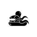 Seafood market black glyph icon. Royalty Free Stock Photo