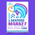 Seafood Market Creative Advertising Banner Vector