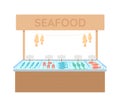Seafood market stall semi flat color vector object