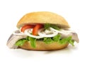 Seafood - Matjes Herring - Fish Bun isolated on white Background Royalty Free Stock Photo