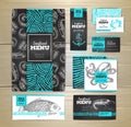 Seafood menu design. Corporate identity. Royalty Free Stock Photo