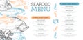 Seafood menu design with different kinds of fish.