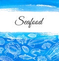 Seafood menu design template.