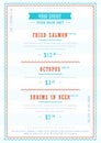 Seafood menu design template vectror Royalty Free Stock Photo