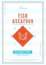 Seafood menu design template vectror Royalty Free Stock Photo