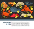 Seafood restaurant menu of fresh vector fish Royalty Free Stock Photo